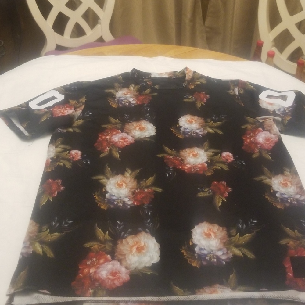 On the byas floral baseball mesh shirt